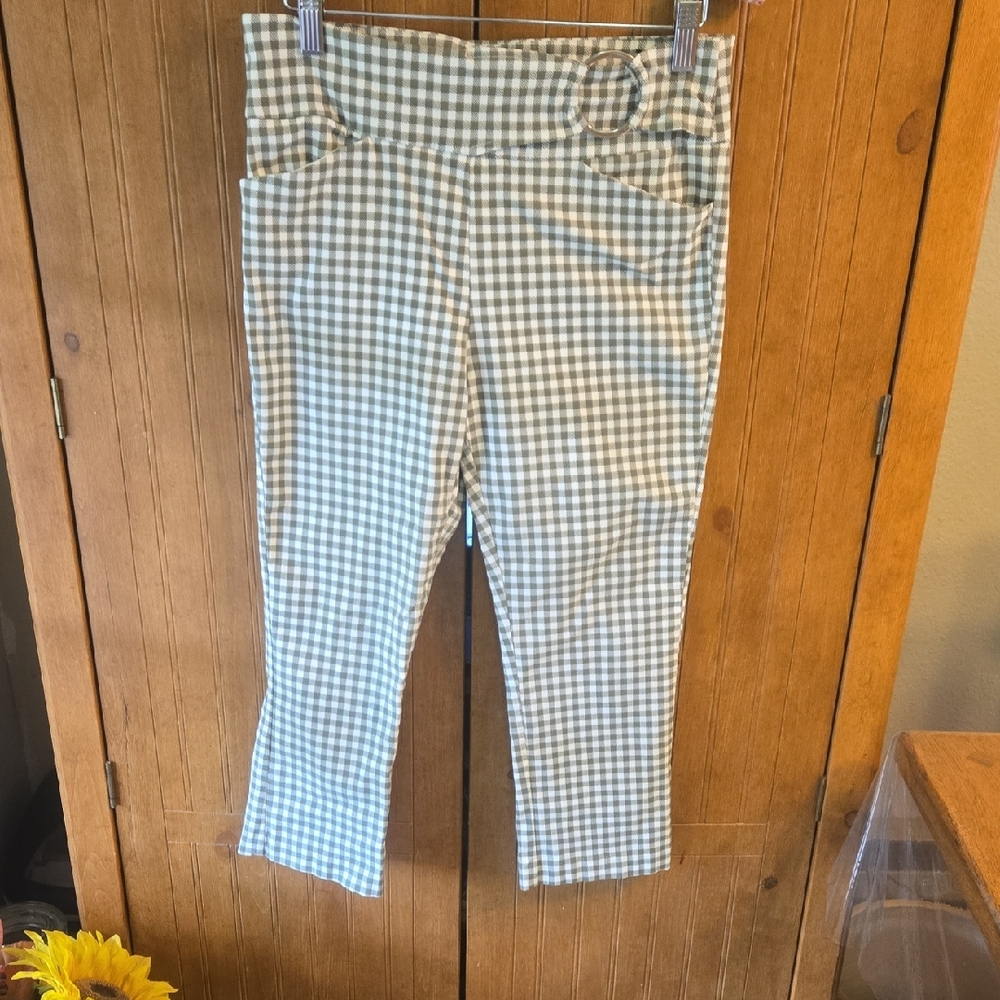 083 Maurices Kids Gingham Pants - Green and White